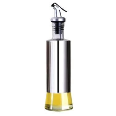 Imagem de Galheteiro de Aço Inox e Vidro, 300ml, Porta Temperos para Cozinha