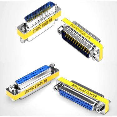 Imagem de Adaptador de troca de gênero DSUB com 25 pinos macho para macho 2 fêmea para fêmea - DSUB - IEEE-1284 - D25 - Conversor de cabo - Adaptador de porta