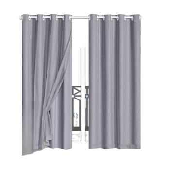 Imagem de Cortina Veda Luz Blackout Blecaute PVC Com Tecido Voil Para Janela e Porta(Cinza-280x160)