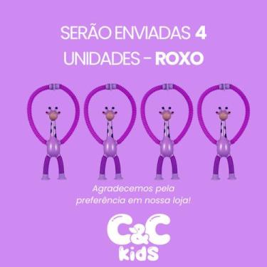 Imagem de Kit 4 girafas estica e gruda melman pop it tubo tiktok com luz brinque