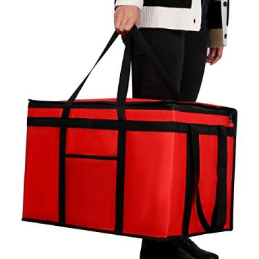 Imagem de musbus Extra large XXXL Insulated Food Delivery Bag Cooler Bags Keep Food Warm Catering Therma Catering Bag for doordash 22x14x13 Cooler Bags Therma Shopper hot XXXL warming RED Pizza 22w