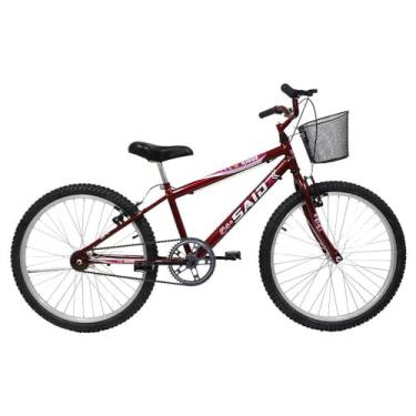 Imagem de Bicicleta Aro 24 Bike Sem Marchas Feminina e Masculina Saidx Premium, Quadro em Aço, Freio V-Brake (Vermelho/Rosa)