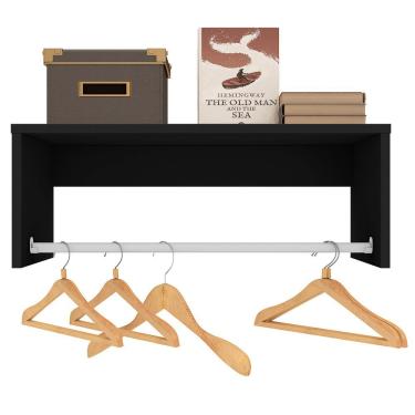 Imagem de Kit 04 Nichos Suspenso Dakar com Cabideiro Preto - D´rossi