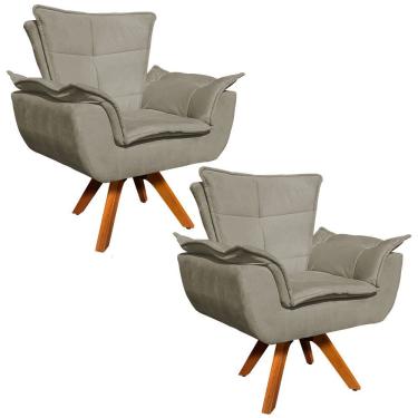 Imagem de Kit 02 Poltronas Giratória Opala Suede Marrom Rato