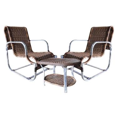 Imagem de Conjunto de Poltronas Fibra Sintética e 1 Mesa Centro