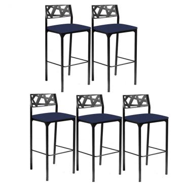 Imagem de Kit 5 Banquetas Luiza Azul Marinho gat Magazine
