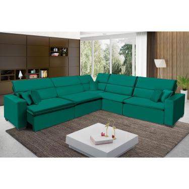 Imagem de Sofá Milão 3.75x3.75m De Canto, Retrátil E Reclinável - Verde