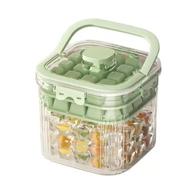 Imagem de Siuper Caixa de armazenamento de gelo grande de 17 x 17 x 18 cm com duas formas de cubos de gelo e colheres para barra doméstica, balde de gelo pequeno com tampa selada para freezer, recipientes