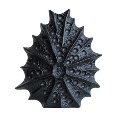 Imagem de Ioensy Vaso de cerâmica para decoração de casa, decoração estética moderna, vaso de concha para lareira, escritório, estante de livros, entrada, Preto, L