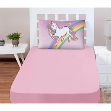 Imagem de Jogo De Lençol Solteiro Soft 2 Peças Fronha Unicórnio 1 - Mercado Bord