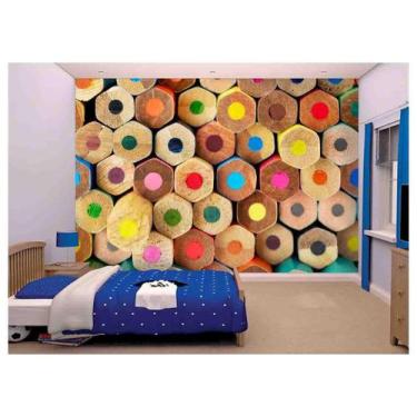 Imagem de Papel De Parede Infantil Lápis De Cor Escola Azs84 - Você Decora