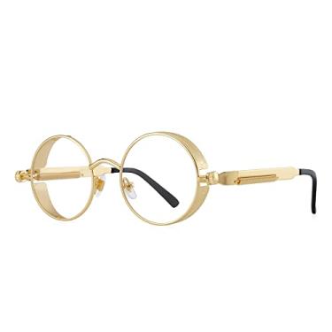 Imagem de MERRY'S Óculos de sol góticos Steampunk para mulheres e homens, armação de metal com lentes redondas S567, Dourado e transparente, tamanho �nico