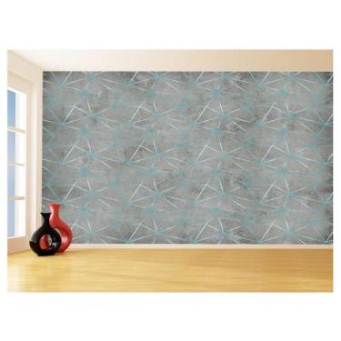 Imagem de Papel De Parede Concreto Linhas Azul Turquesa 3,5M Kkt262 - Você Decor