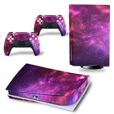 Imagem de Adesivo Skin para console e controles PS5 Disc Edition, decalque protetor de vinil para PlayStation 5 (Roxo)