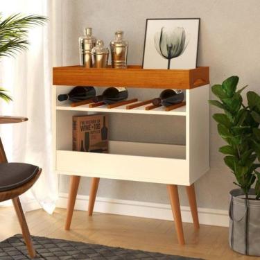 Imagem de Aparador Café Shot Pés em Madeira Pinus Off White/Caramelo - Mobiliar 