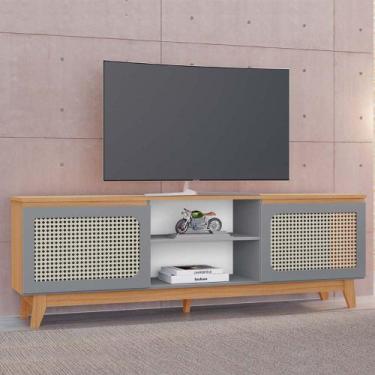 Imagem de Rack Suellen 100% MDF Tuboarte 2 Portas 1 Nicho e Pés Estilo Retrô, Fr