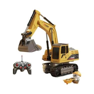 Imagem de Carro De Brinquedo Escavadeira RC De Liga Infantil Com Luzes E Som Pre