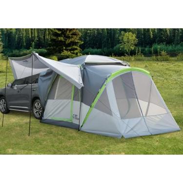 Imagem de JOYTUTUS Tenda SUV com varanda de tela e toldo para acampamento familiar, 60% mais barraca de carro espacial para 5-9 pessoas, SUV de uso duplo ou acampamento com Rainfly, porta dupla, teto de céu
