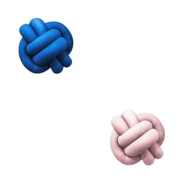 Imagem de Almofadas De Nó 28cm x 28cm Lindas Decorativas Sala Sofá Cama Cores (AZUL BIC E ROSE)