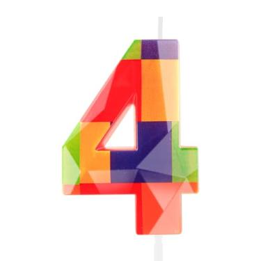 Imagem de Hongplus Bloco de construção colorido 3D, número 4, vela de 4º aniversário, blocos de montar, tijolos, feliz 4º aniversário, topo de bolo, para meninos, meninas, crianças, decoração de festa de