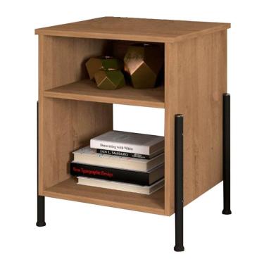 Imagem de Mesa De Cabeceira Prateleiras Nichos Mdp Pés Aço Valentina New Preto / Demolição