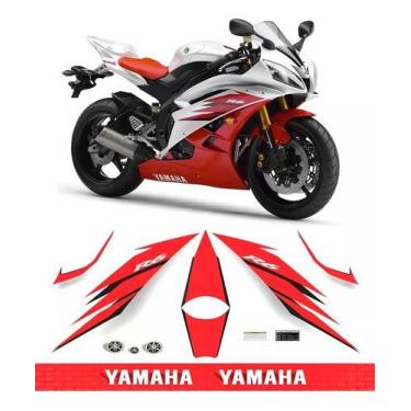 Imagem de Kit Adesivos Yamaha R6 2006 Branca E Vermelha Faixa R606bv - SPTS