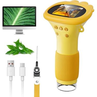 Imagem de Microscópio Digital Infantil 1000x com LED, Função Foto/Vídeo, USB – Brinquedo Educativo Científico para Crianças (Amarelo)