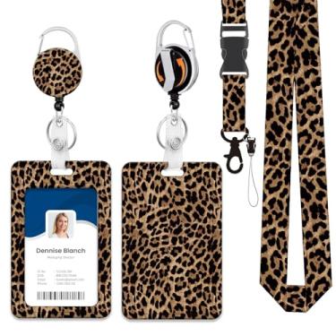 Imagem de CosyCheer Porta-crachá de identificação resistente com cordão, clipe retrátil para carretel de crachá, cordões para porta-cartões de identificação verticais rígidos para escritório, escola,