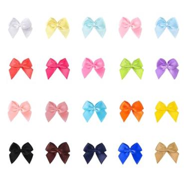 Imagem de 200 peças de mini laços de fita de cetim – pequenos laços de artesanato de 2,5 cm em 20 cores para projetos de bricolage, acessórios de cabelo, lembrancinhas de casamento, caixas de presente e