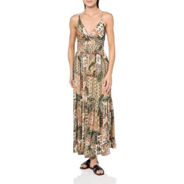 Imagem de Angie Vestido longo feminino Peekaboo em camadas, Safari, G
