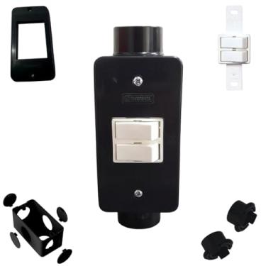 Imagem de Kit Completo de Interruptor Duplo Branco 1pol + Condulete Sobrepor PVC Antichamas (Preto)