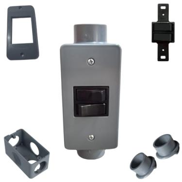 Imagem de Conjunto Completo Interruptor Duplo Preto 1pol C/Condulete Sobrepor PVC Antichamas (Cinza)