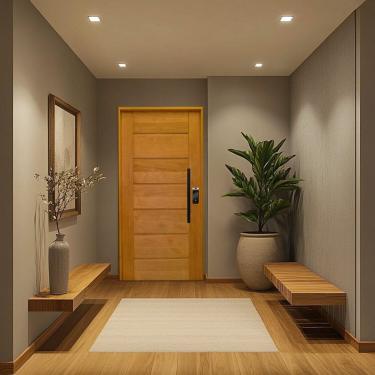 Imagem de Porta Batente 14 Fechadura Digital Ydf40 Puxador Tubo 82x210cm Esquerdo Rodam 3b