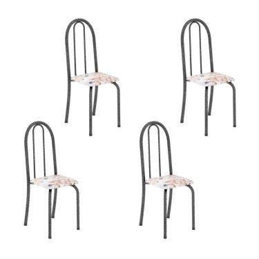 Imagem de Kit 4 Cadeiras Tubular 96x36x41 Cm Iris B Botanic Bege / Mart Prata