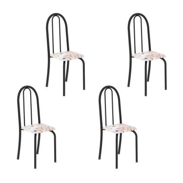 Imagem de Kit 4 Cadeiras Tubular 96x36x41 Cm Iris B Botanic Bege / Preto