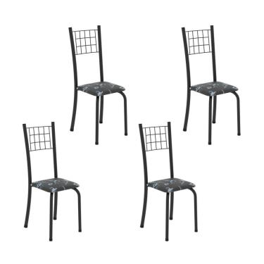 Imagem de Kit 4 Cadeiras Tubular 95x37x40 Cm Dany Preto