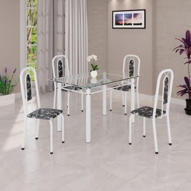 Imagem de Conjunto de Sala de Jantar com 4 Cadeiras Lívia Preto / Branco