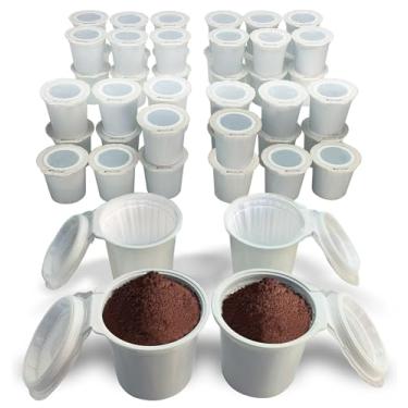 Imagem de iFillCup Pods-48 cápsulas de café brancas preenchíveis para uso em cafeteiras Keurig. Funciona em cafeteiras de agulha única e de cinco agulhas. Zero sedimentos para uma bebida saborosa.