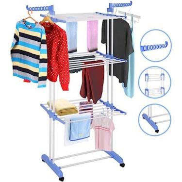 Imagem de Varal Torre Retrátil Compacto 3 Andares Inox