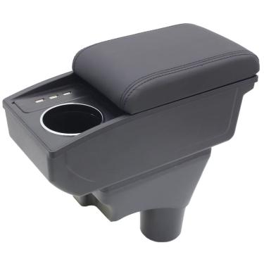 Imagem de Caixa de apoio de braço de carro YJYWZH para Nissan March Micra 2011-2016 preta