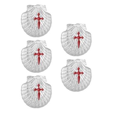 Imagem de Cottvott Broche de lapela de concha de peregrino Camino de Santiago esmaltado - Broche de cruz de St James, emblema de marcador de estrada de concha de vieira, samll, Metal, Sem Pedra Preciosa