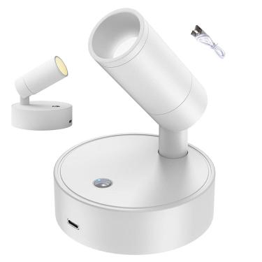 Imagem de Luminaria LED Arandela 3 Tons USB Bateria Recarregavel Parede Mesa Cabeceira Leitura Estudo Trabalho Quarto Cabeceira Sala
