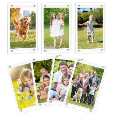 Imagem de AWLGAK Pacote com 7 molduras magnéticas de acrílico para geladeira, moldura Polaroid de 6 x 9 cm, moldura magnética de geladeira dupla face para Fujifilm Instax Mini, moldura transparente para
