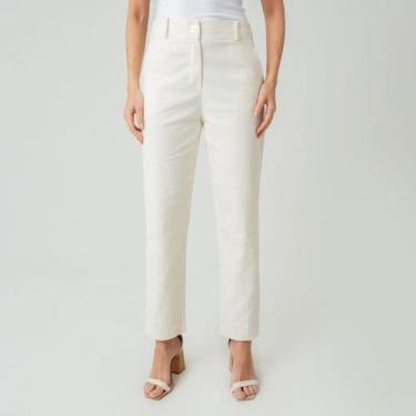 Imagem de Calça susie alfaiataria em linho feminino - Susie Modas, Branco, G