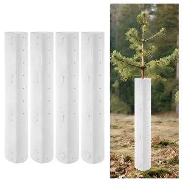 Imagem de Lconvicely Pacote com 4 protetores de árvores com fechos de zíper liberáveis – protetor de tronco de árvore, textura de diamante anti-insetos, painéis conectáveis para uso de mudas, pomares e jardins