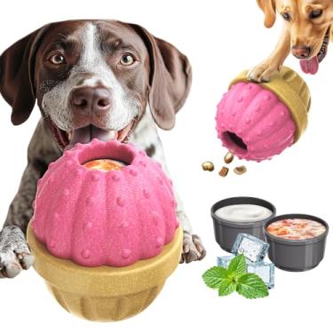 Imagem de DSUMD Brinquedo para cães dispensador de petiscos Frozen para mastigadores agressivos, brinquedos interativos de mastigação de nylon indestrutível, alimentador lento de quebra-cabeça para uma