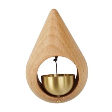 Imagem de IEUDNS Campainha de porta de lojista, enfeite decorativo com sino de latão, campainha de madeira para, entrada de loja, jardim, sala