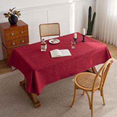 Imagem de KAIJIE Toalha de mesa com padrão de textura, algodão, linho, cor sólida, retangular, capa de mesa para ambientes internos e externos, adequada para festas, piquenique, jantar, jardim, 100 x 140 cm