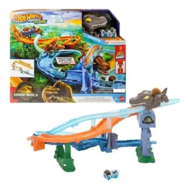 Imagem de Hot Wheels Racerverse Jurassic World Pista Colisão – Spinossaurus VS Velociraptor – Mat...