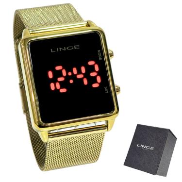 Imagem de Relógio Lince Feminino Digital Led Dourado MDG4596L PXKX